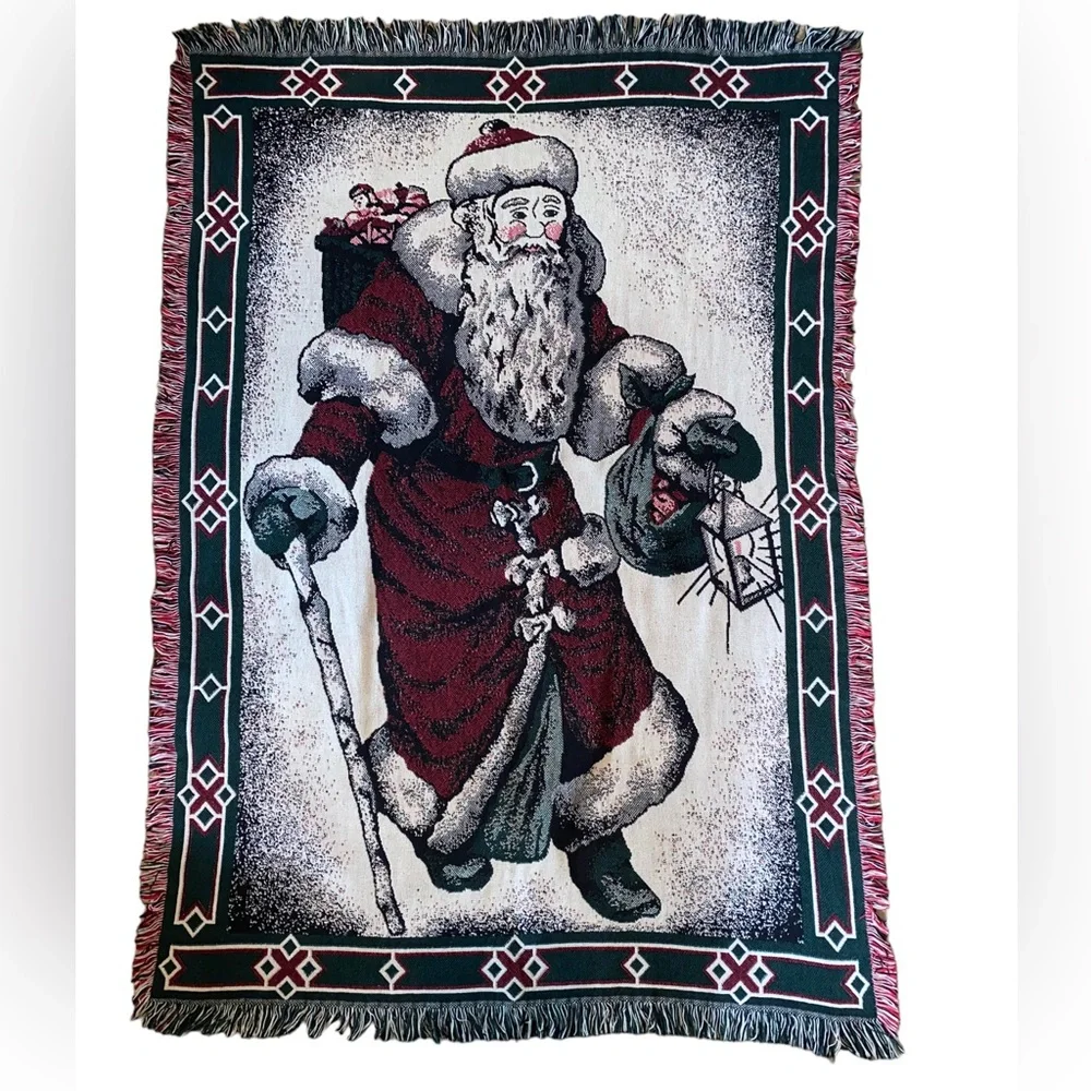 Christmas Vintage BEACON Santa Claus Blanket/Throw Tapestry #508 48